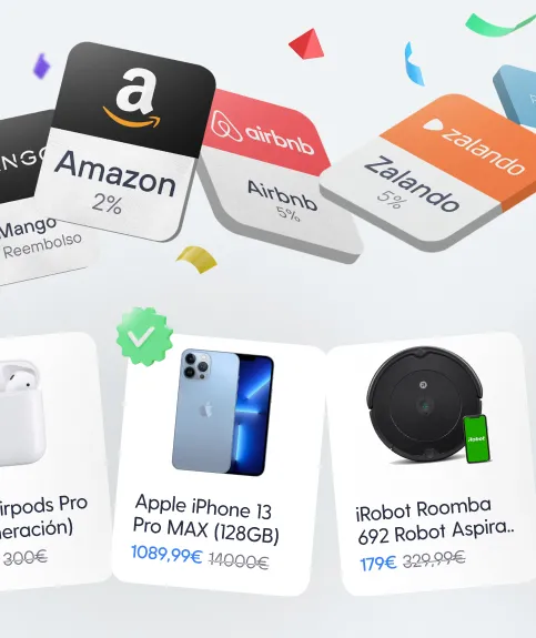 A 3D illustration showing ecommerce products and giftcards.