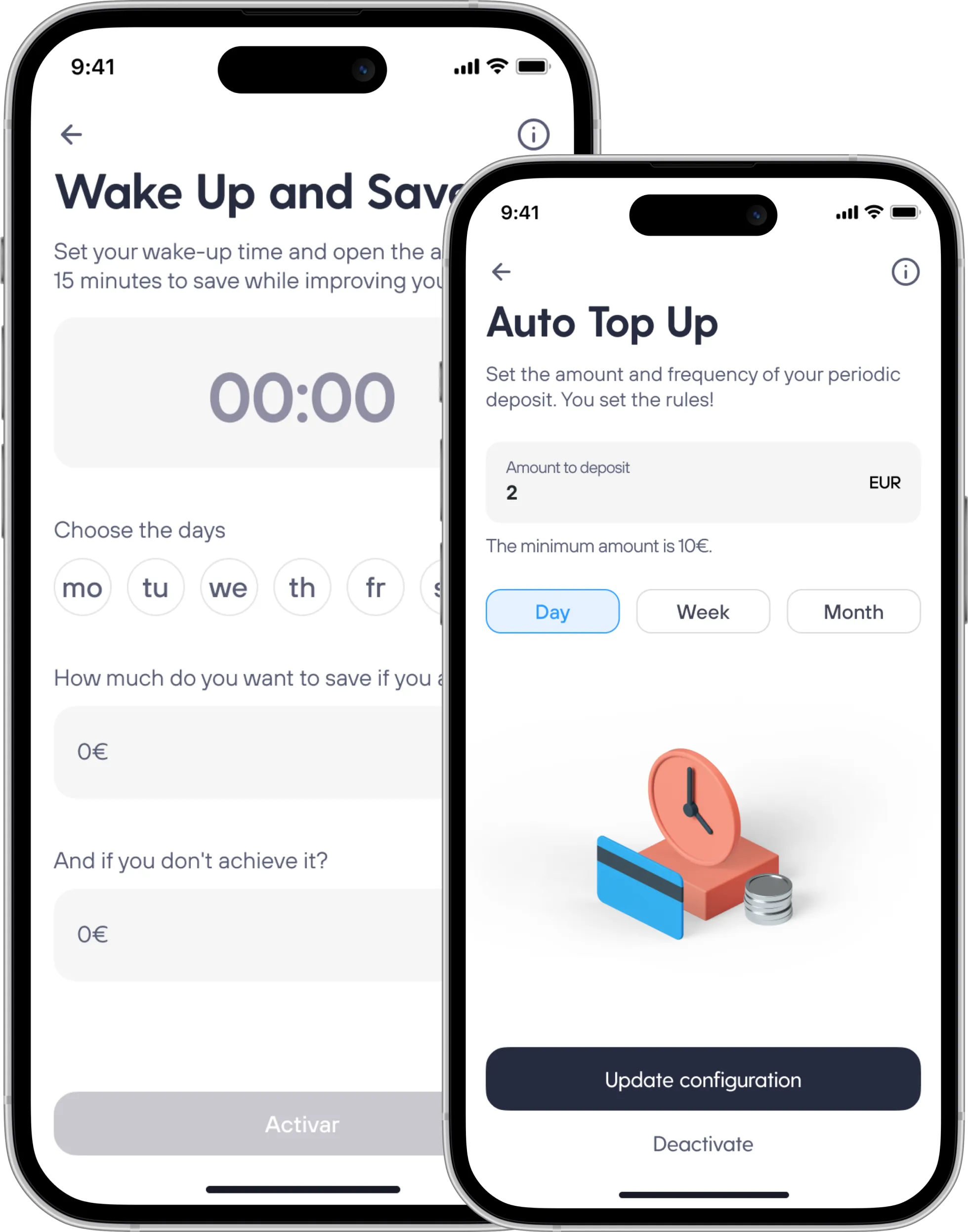 A screenshot of the app that represents two saving methods