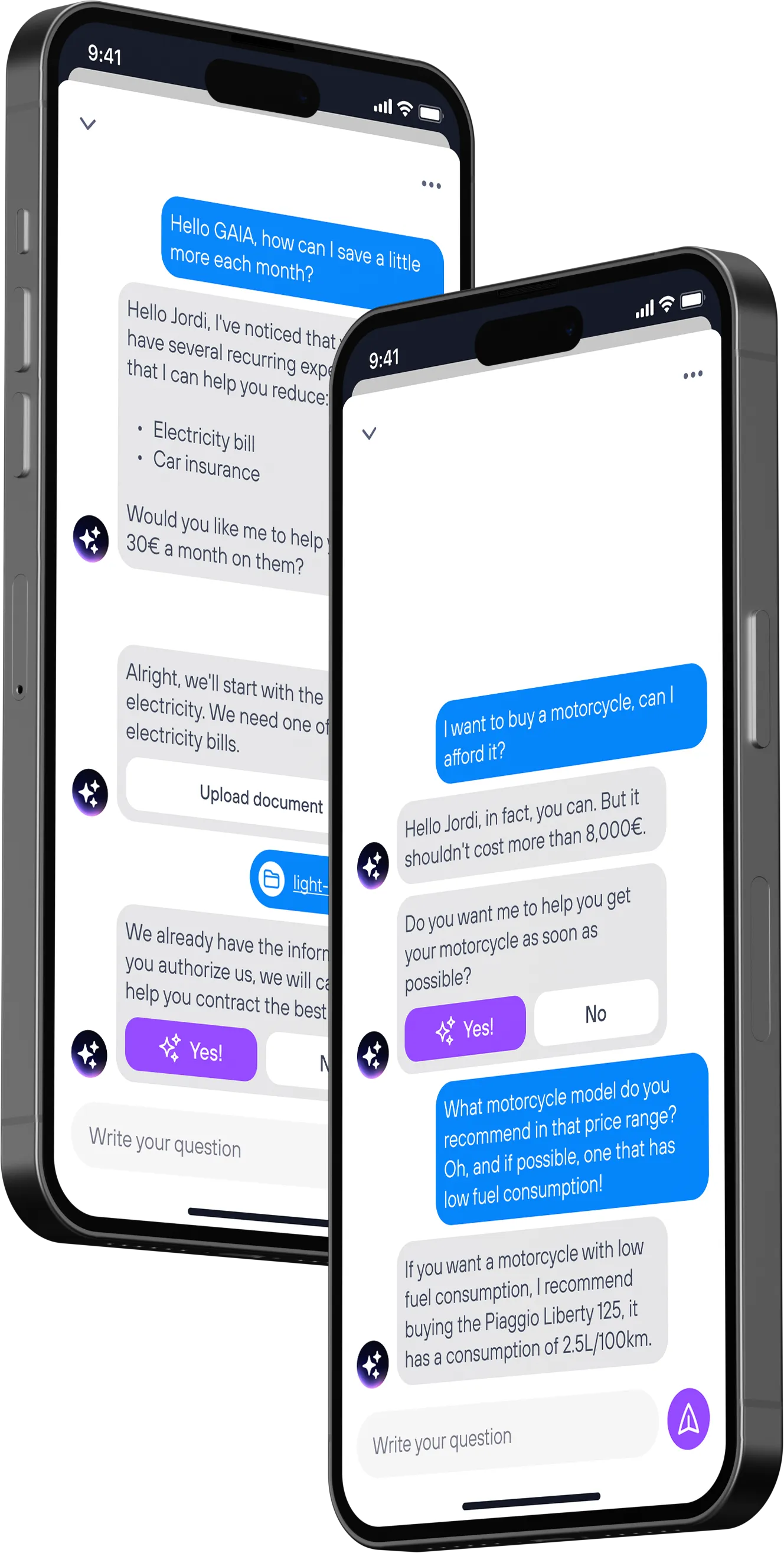 A screenshot of the app showing GAIA, the AI tool of the app